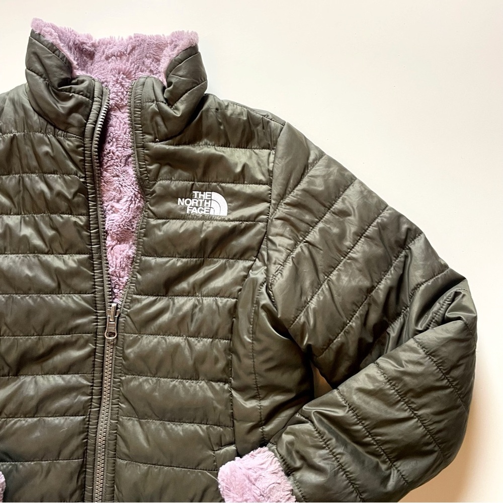 The North Face Reversible Mossbud Swirl Jacket | Green / Lavender | Girls 10-12